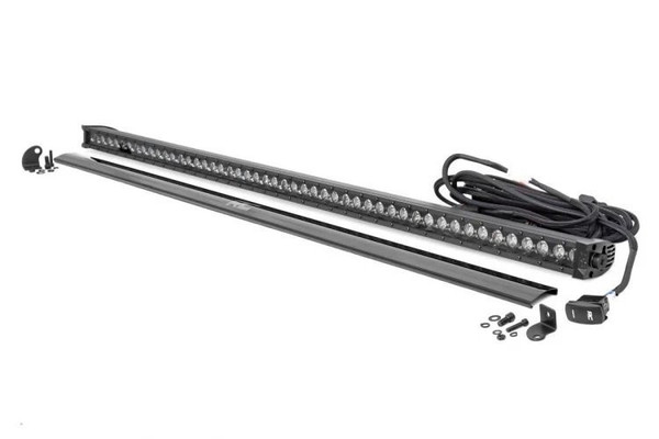 Polaris Ranger 50-inch Straight Cree LED Light Bar - (Single Row | Black Series w/ Cool White DRL) by Rough Country