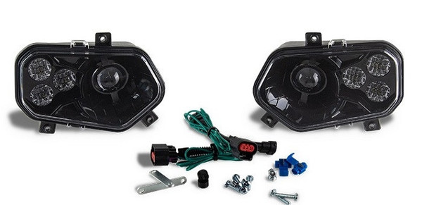 Polaris Ranger Black LED Headlights w/ Adapter Harnesses by Quad Logic