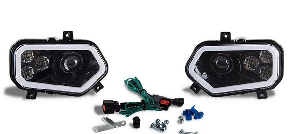 Polaris Ranger Black LED w/ Halo Headlights & Harness by Quad Logic