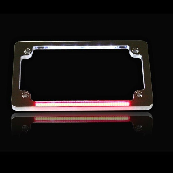 Polaris Ranger Universal Horizontal Motorcycle Plate Frames With LED Truflex Light Bar & Plate Illumination by Custom Dynamics