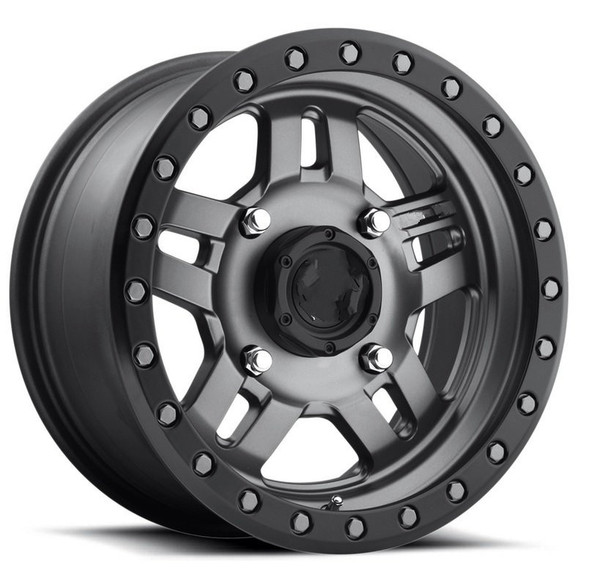 Polaris Ranger Fuel Anza D558 Matte Gun Metal Wheel Set