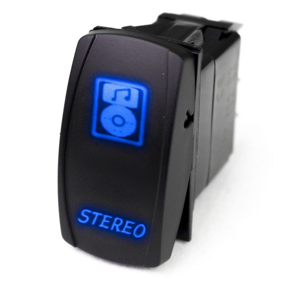 Polaris Ranger LED Rocker Switch with Blue LED Radiance Stereo by Race Sport Lighting