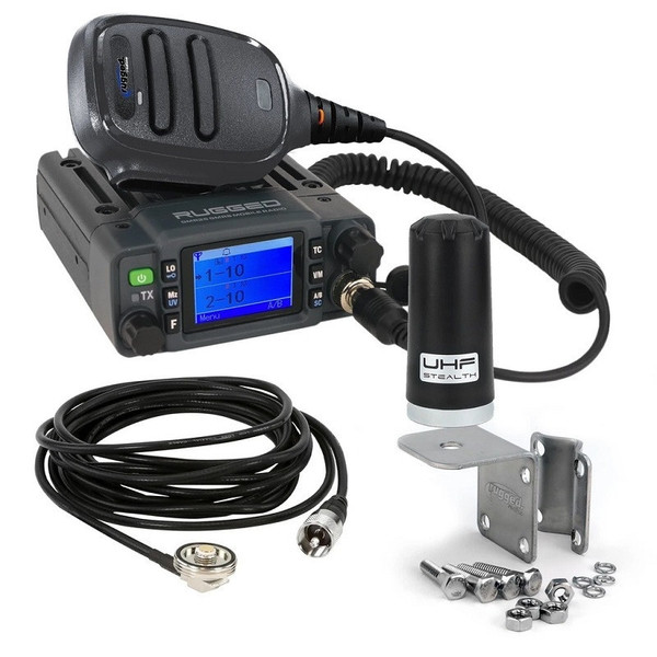 Polaris Ranger Radio Kit Lite - GMR25 Waterproof GMRS Band Mobile Radio with Stealth Antenna by Rugged Radios