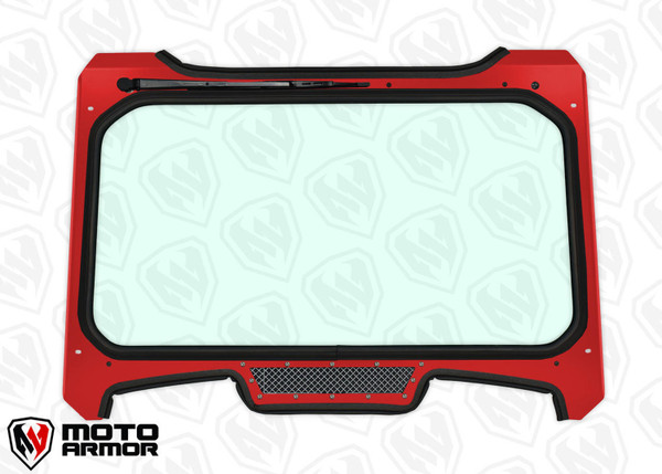 Polaris General Vented Full Glass Red Windshield by Moto Armor