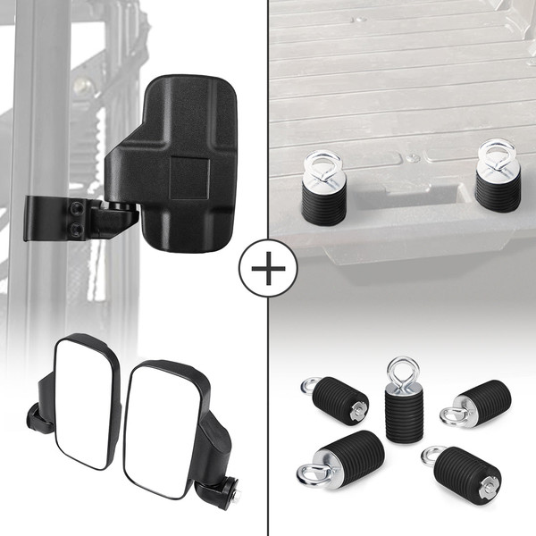  Polaris Ranger 500/XP 1000 Adjustable Break Away Side Mirrors & 2" Tie Down Anchors by Kemimoto