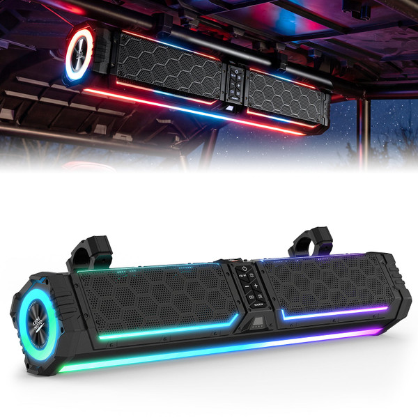 Polaris Ranger Midnight 70 Gen2 Soundbar 680W Max Power, IP66 Waterproof & Dual Passive Radiators by Kemimoto