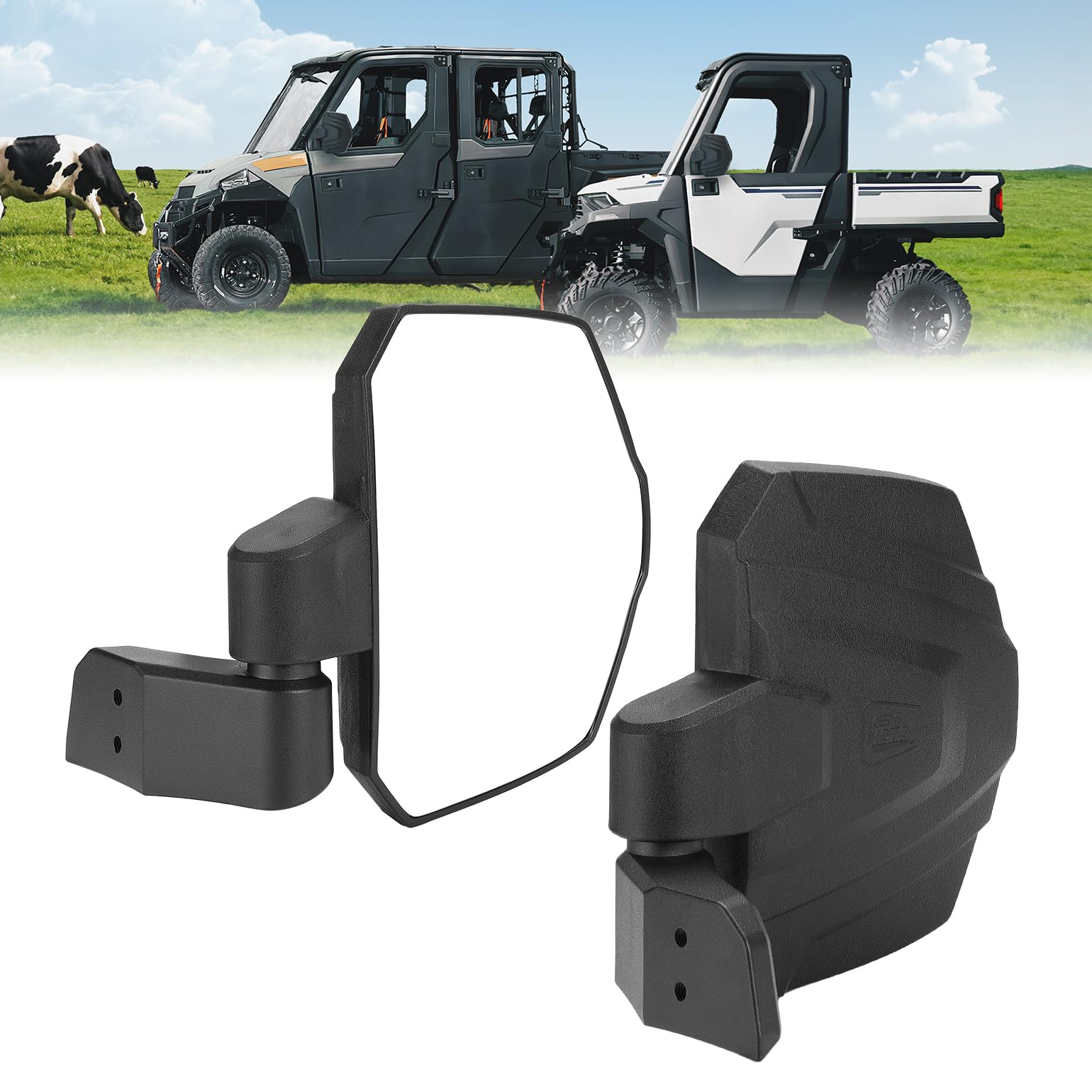 Sinocea0 Rear View Side Mirrors With Grab Handles For Polaris Ranger 570 800 Mid Size