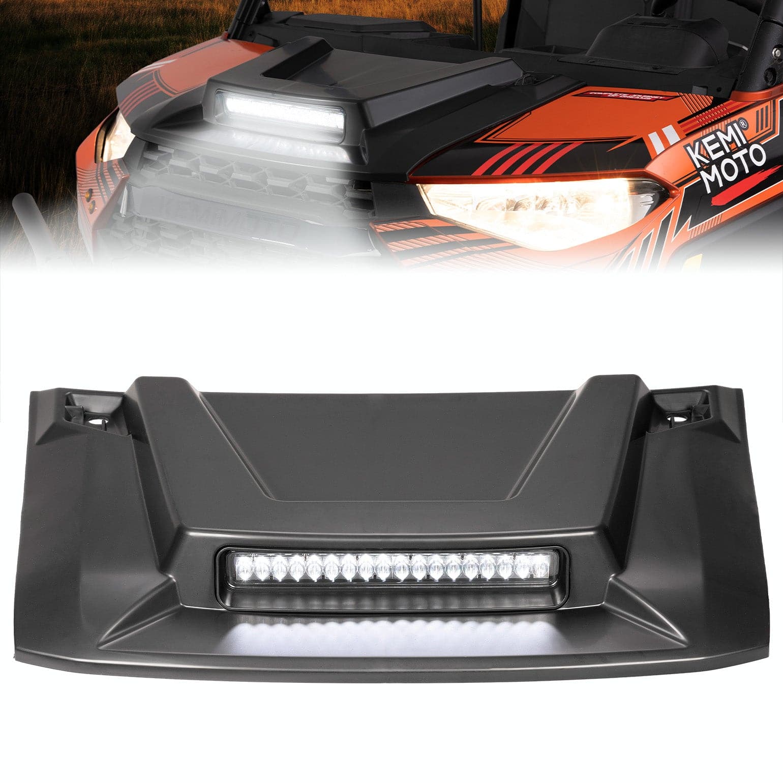Polaris Ranger XP 1000 Hood Scoop with LED Spot Light by Kemimoto