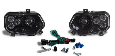 覆面パトカー　フロント LED4個セット リレー配線付き シガーライター加工済み Ranger 570 Black LED Headlights with Adapter Harnesses by Quad Logic