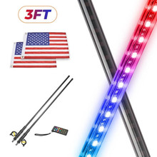Polaris Ranger 3ft Black Limited LED Whip Light with RF Remote Control by Kemimoto