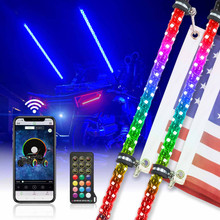 Polaris Ranger 2Pcs Spiral Whip Light Bluetooth Control with Turn Signal Function by Kemimoto
