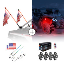 Polaris Ranger 3' COB Whip Lights & RGB Rock Light Kit by Kemimoto