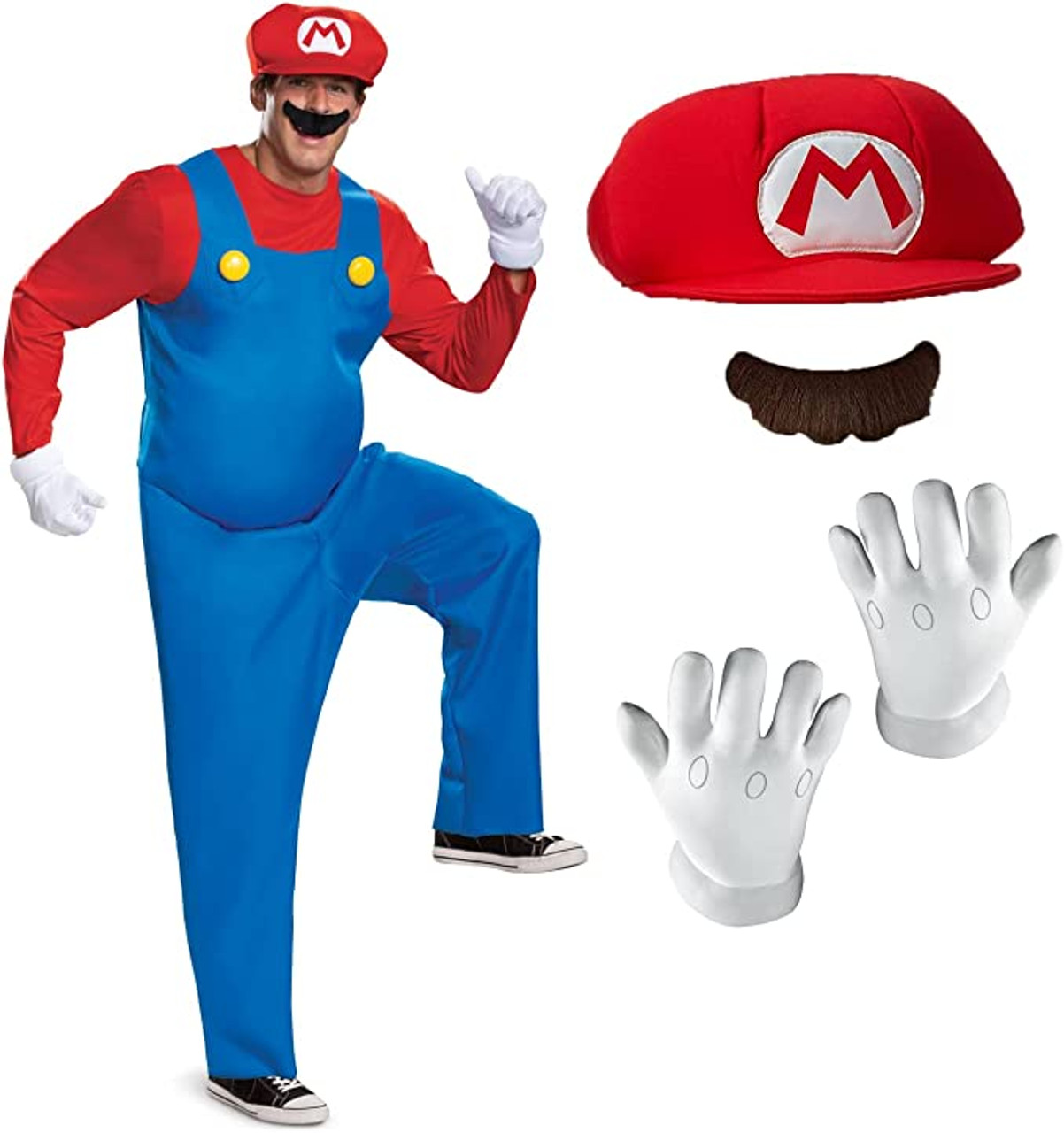 Super Mario Bros- Adult Mario Friends Deluxe Déguisement, Homme