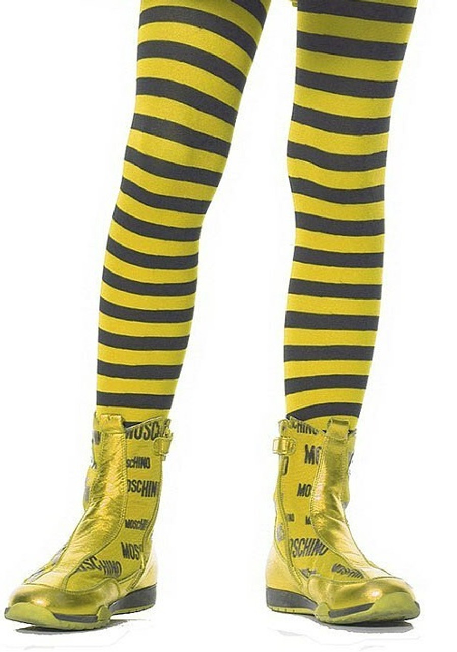 Girls Striped Stockings Yellow/Black