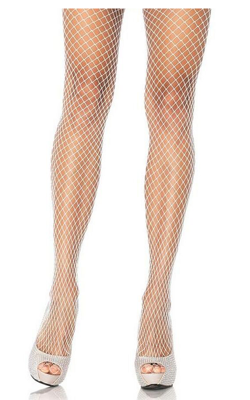 White Spandex Industrial Net pantyhose Plus Size