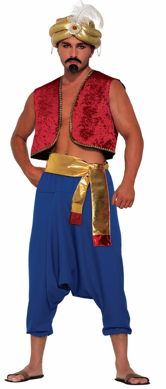 US Men's Arabian Costume Cosplay Vest Waistcoats with Harem Pants Fancy  Outfits