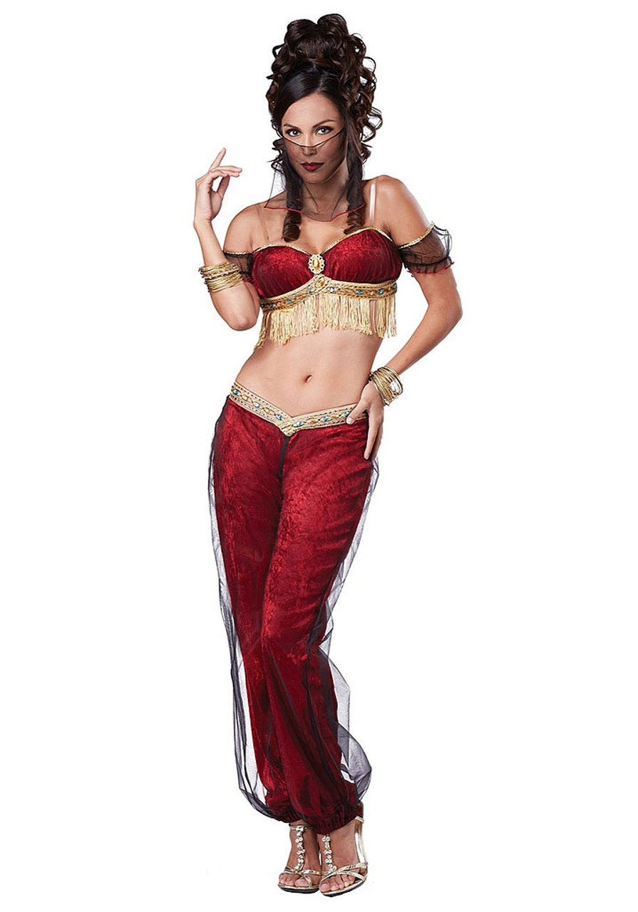 Genie Costume Adult Sexy Belly Dancer Harem Girl Halloween Fancy Dress