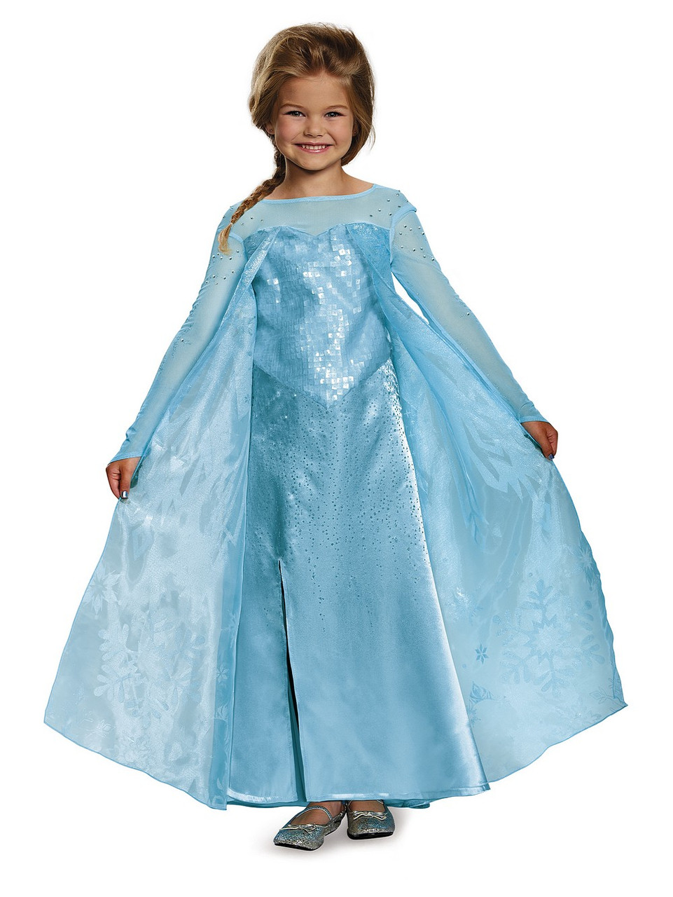 Gohytal Costume de princesse Els-a pour fille 130, robe bleue pour