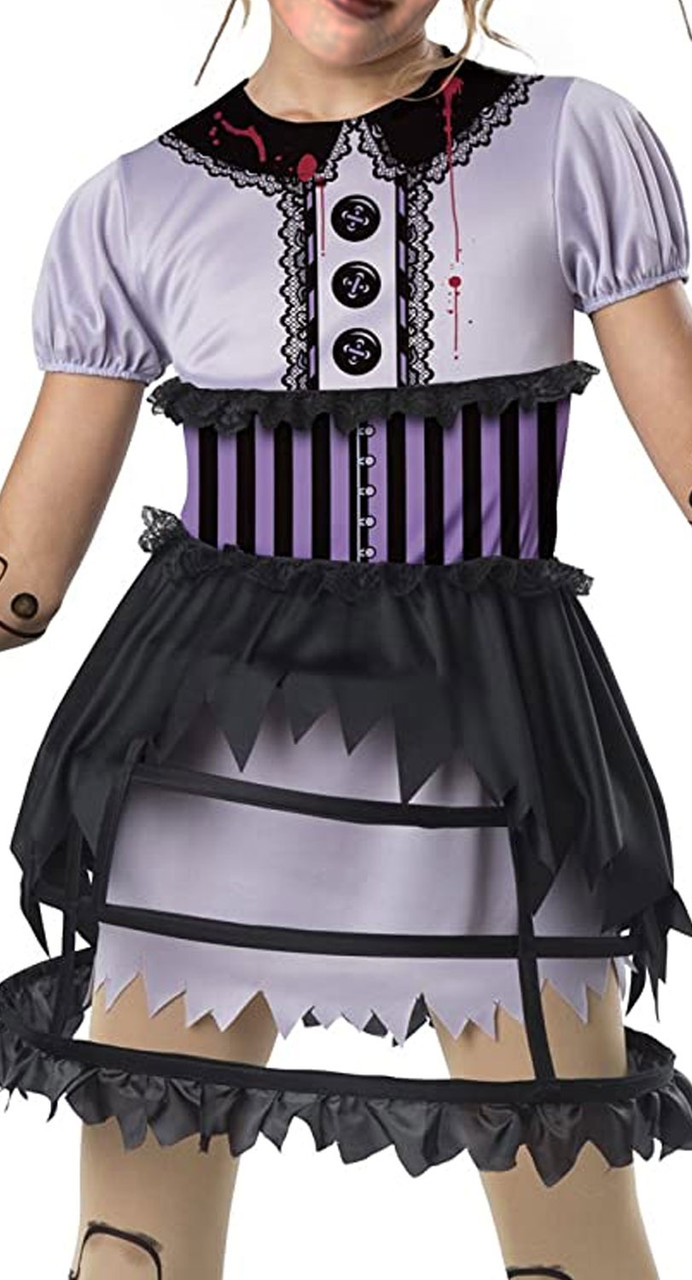 Fractured Marionette Girl Broken Doll Halloween Puppet Costume Child Small  4-6