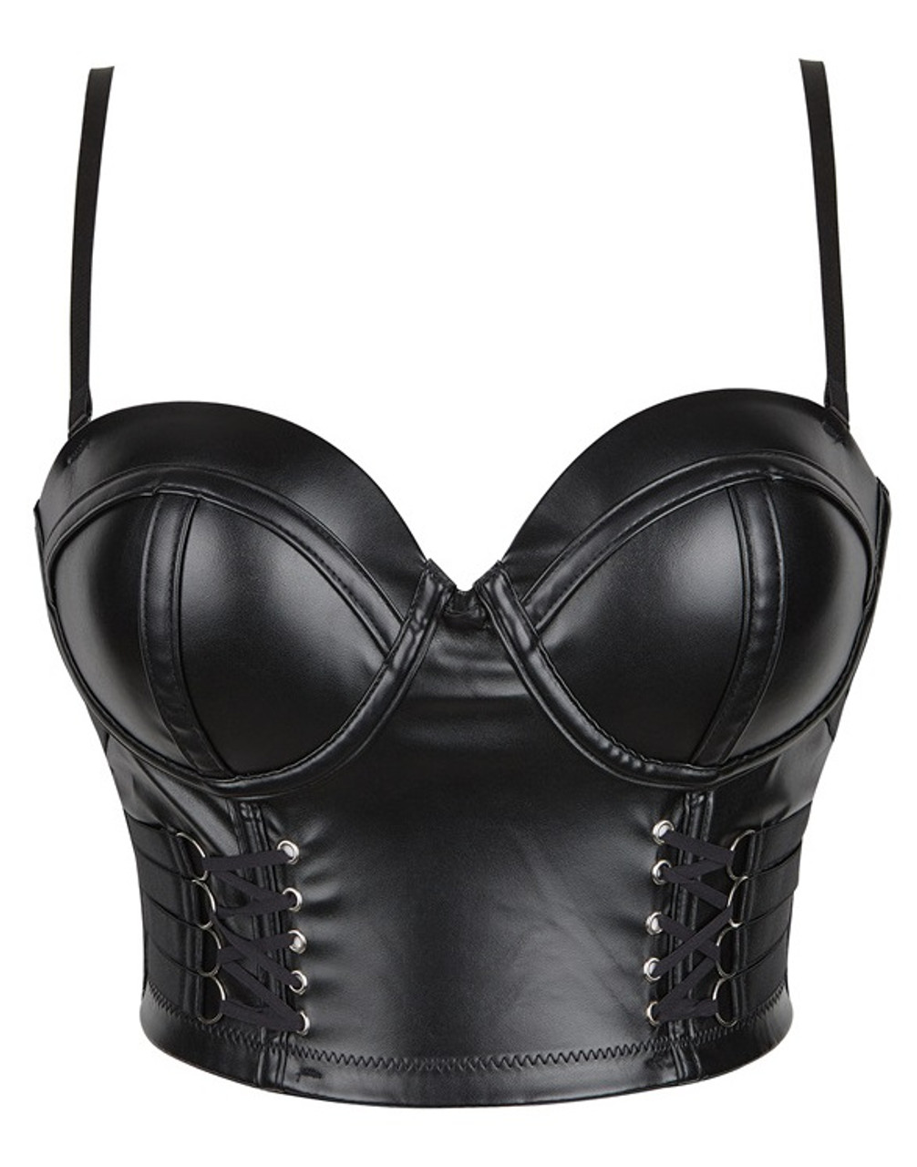 Vegan Leather Corset Top - Black