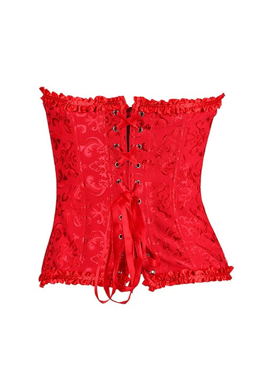 Red Lace Up Brocade Corset