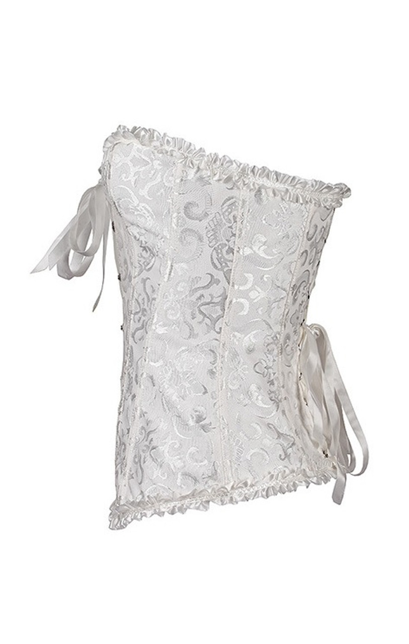Lace Up White Brocade Corset Bustier