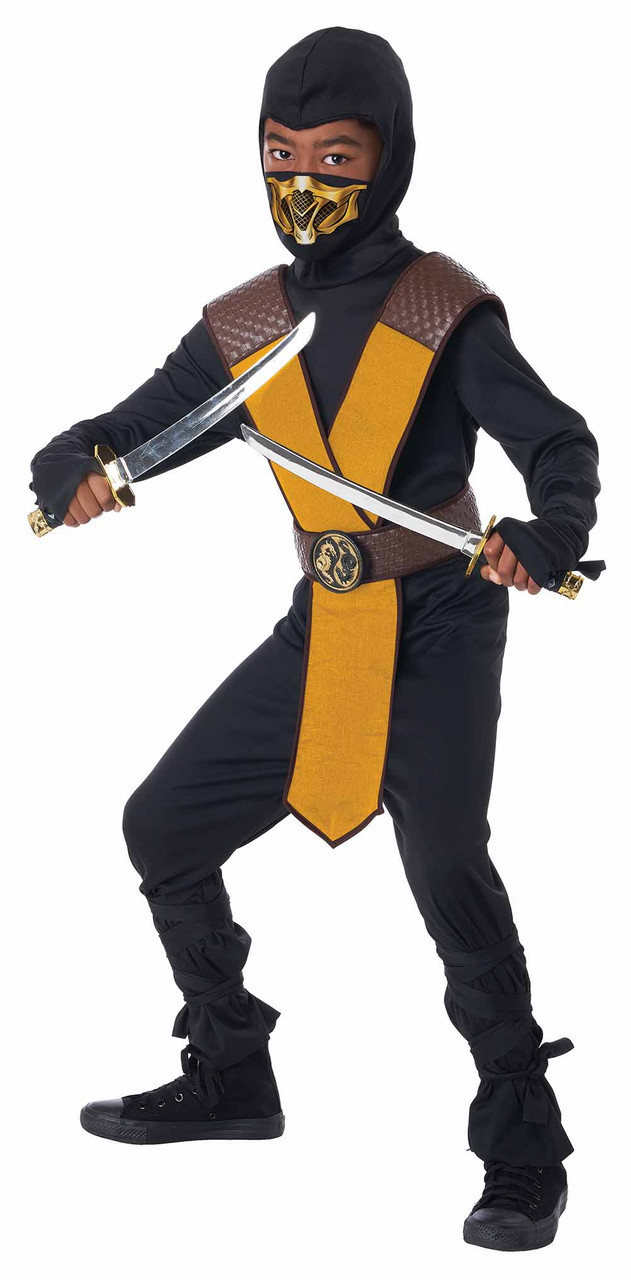 Mortal Combat Master Yellow Ninja Kids Costume