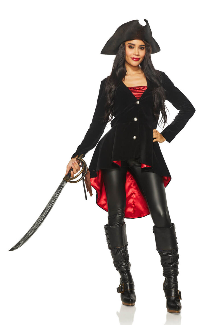 Pirate Black Velvet Coat Premium, Pirate Costumes