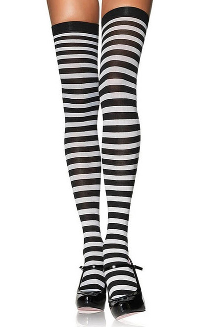 Striped Stockings Black/White