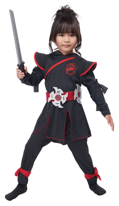 Kids Black And Red Deadly Ninja Costume