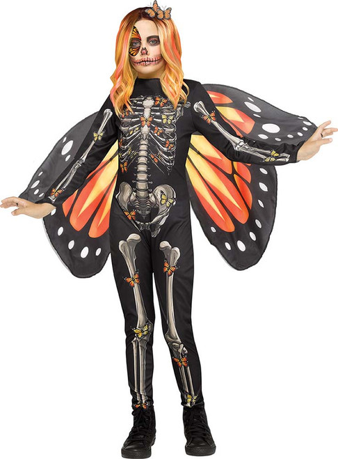 Orange Butterfly Bones Girls Costume