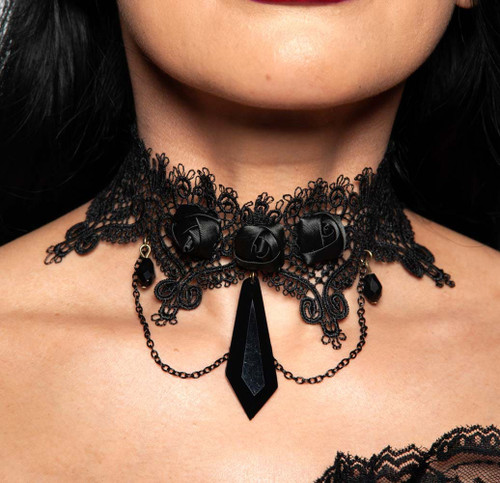 Lace And Rose Gothic Choker
