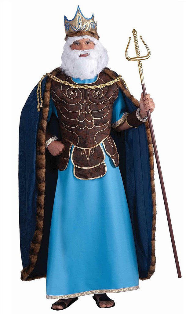 King Triton Costume Crown and Beard Set Halloween Costume Poseidon Costume  God Tiara Sea King Outfit 