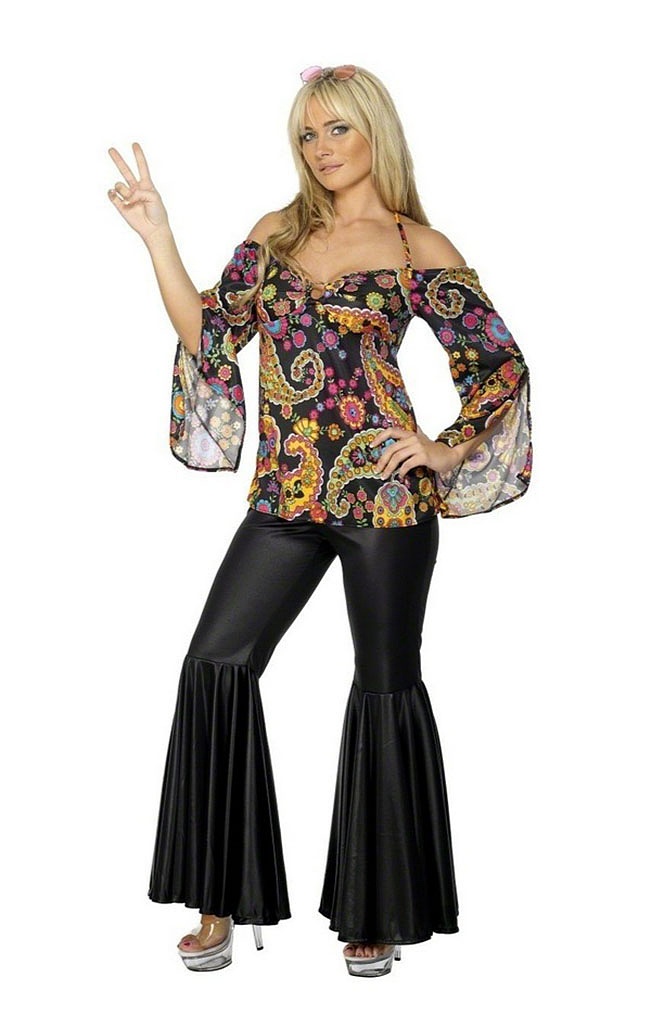 70's Flower Bell Bottoms Women's Costume Pants - Small/ Medium