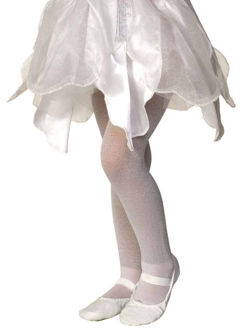 Child Girls White Opaque Tights Pantyhose Hosiery - Abracadabra Fancy Dress