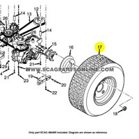 Parts lookup Scag 484465 Cheetah Wheel Assembly 23 X 9.50 -12 OEM diagram
