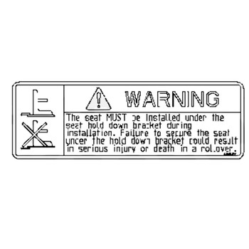 483429 Scag - DECAL, WARNING SEAT HOLD DOWN