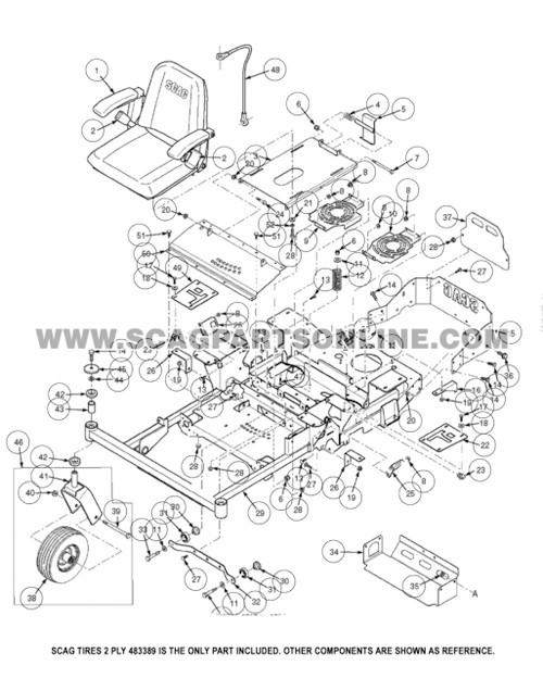 Parts lookup Scag Tires 2 PLY 483389 OEM diagram