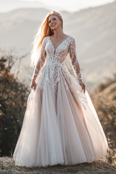 ROSALEEN / Strapless Wedding Dress with Long Removable Sleeves - LaceMarry