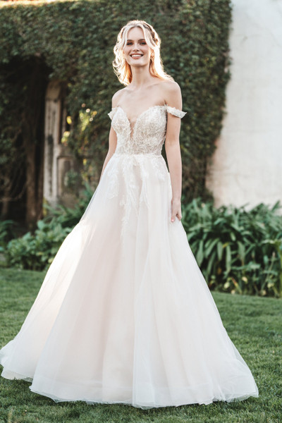 ★2022SS新作★ROMANTIC CROWN★MONOCHROME SHOULDERLESS DRESS R3751 - Allure Bridals