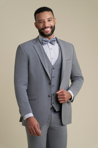 ワンピース Zen Round Neck Pleated Suit Jacket Dress Gray BC100-BC103-MediumGray-02-
