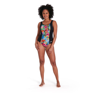 Arena - Womens - Iridiscent Strip Challenge Back One Piece - Black