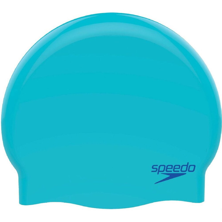 Speedo - Plain Moulded Silicone Junior Cap - Blue/Blue