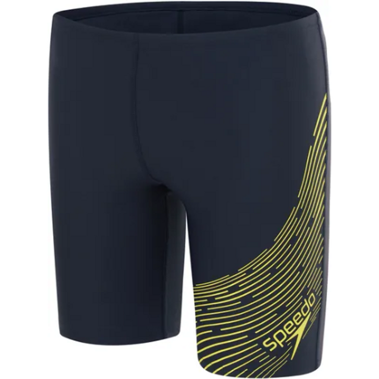 Speedo - Boys - Medley Logo Jammer - True Navy/Lemon Drizzle