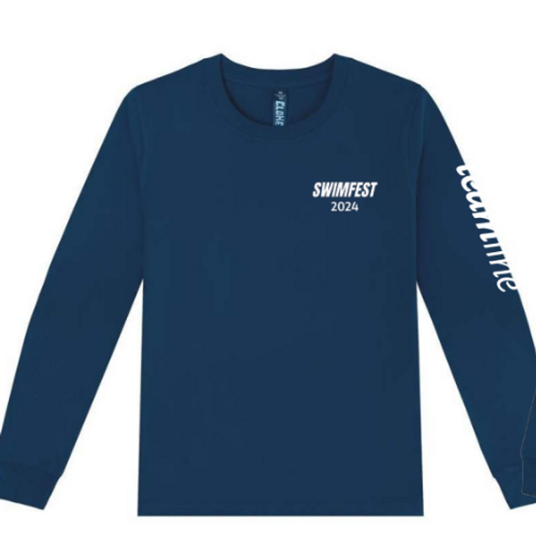 North Shore Swimming - Golden Homes SwimFest 2024 Long Sleeve Tee - Navy - PICK UP AT EVENT ONLY