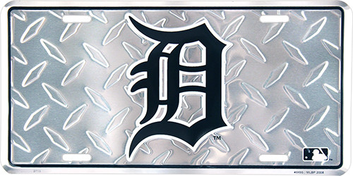 デトロイト・タイガース MLB メタルナンバープレート HangTime Detroit Tigers diamond background license plate