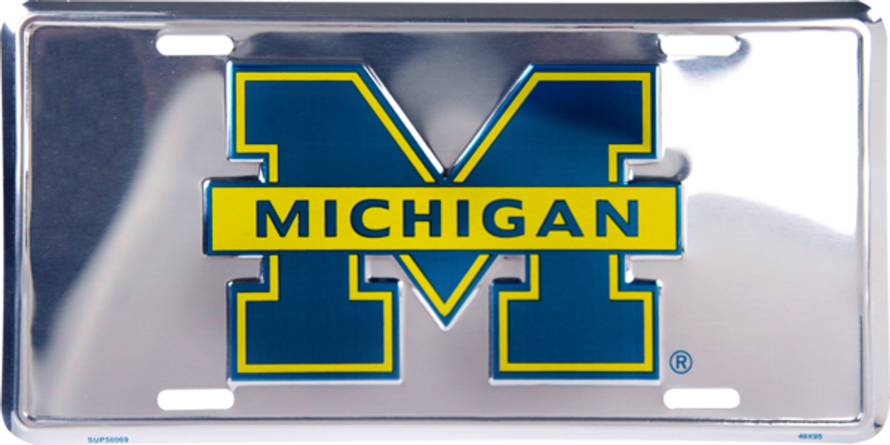 University of Michigan Diamond License Plate Tin Sign 6 x 12in 