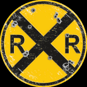 Hangtime Railroad Crossing Sign with "Bullet Holes" 12 inch Circle Sign