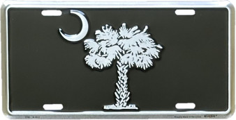 Hangtime Palmetto Moon Silver on Black 6x12 inch License Plate