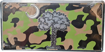 Hangtime Palmetto Moon Silver on Camo 6x12 inch License Plate
